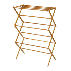 bamboo wood foldable outdoor freestanding towel rack stand