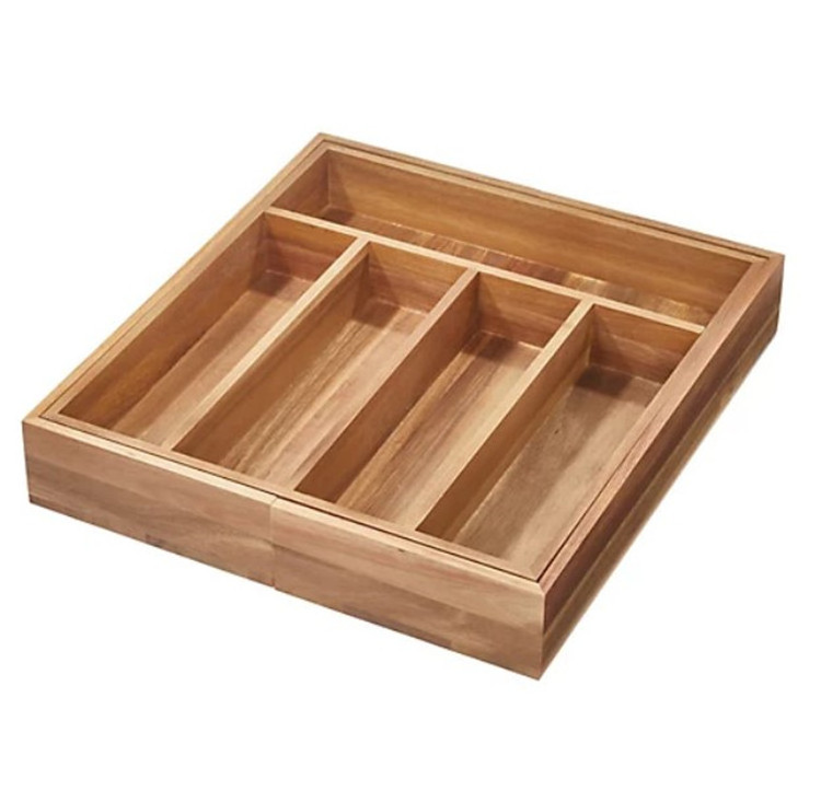 Wood acacia Expandable Adjustable Kitchen Cutlery Tray Drawer Organizer Cutlery Organizer