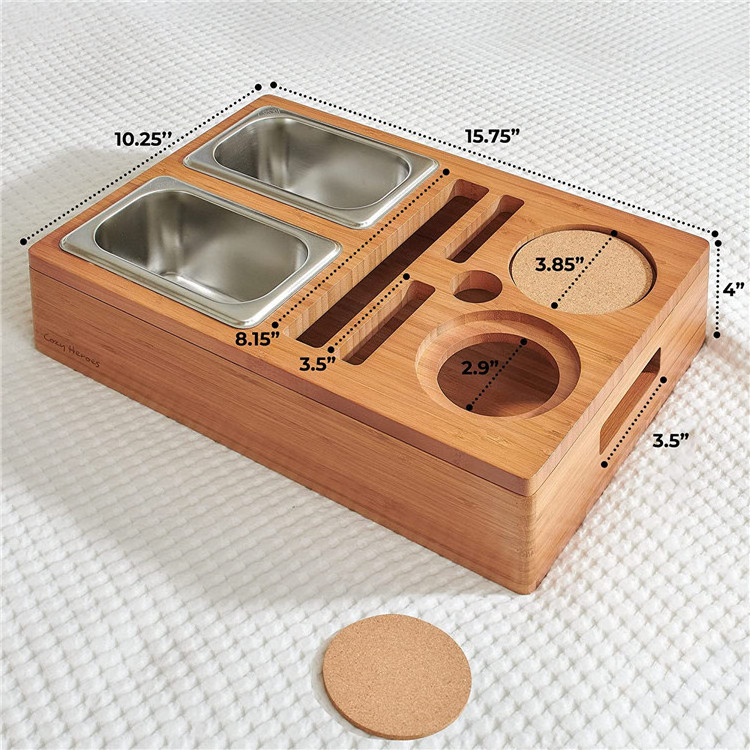 2022 new design Bamboo Cup Holder For Couch, Sofa, Bed Couch Caddy Drink Snack Holder