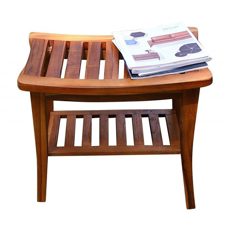 Teak Indoor Outdoor Patio Garden Yard Bath Shower Spa Waterproof Stool Bench