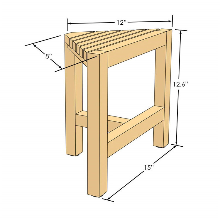 Solid Teak Shower/Bath/Spa Corner Foot Stool