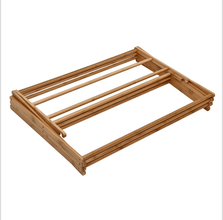 bamboo wood foldable outdoor freestanding towel rack stand