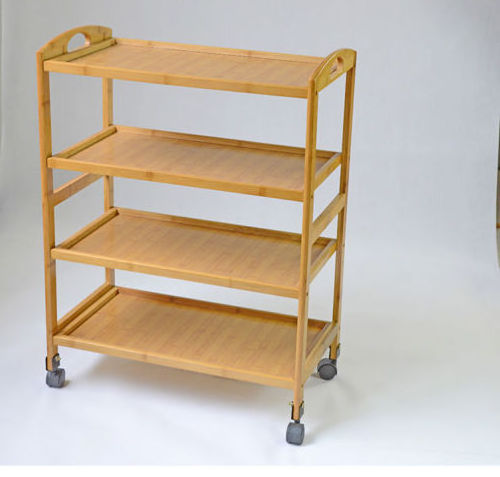 multiple shelves drink food car on wheels Bamboo Restaurant cart serving trolley