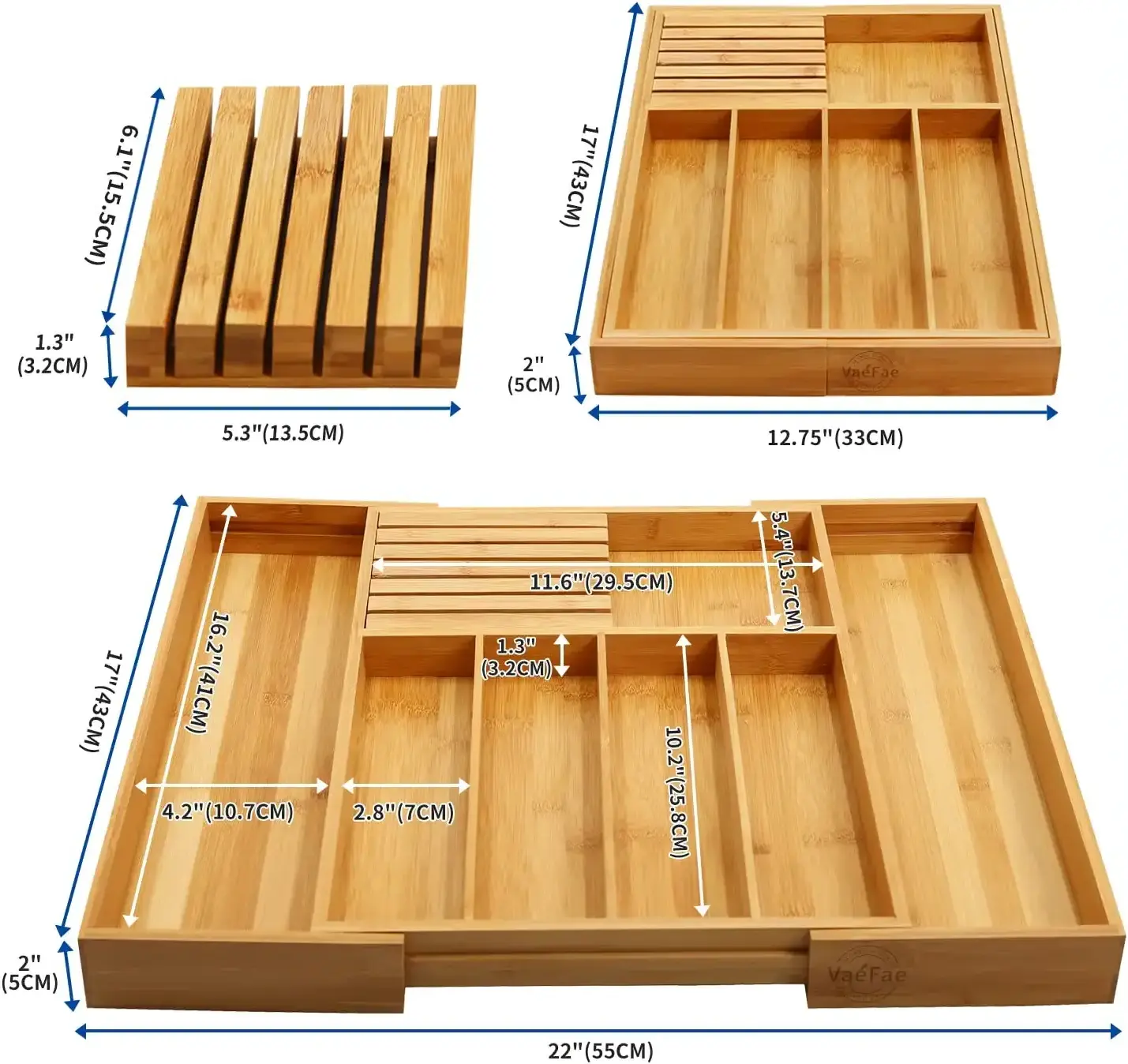 Expandable Bamboo Cutlery Drawer Organizer, Cutlery and Utensil Tray Kitchen