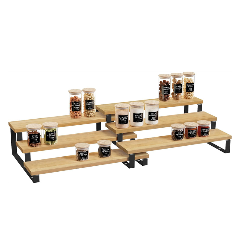 expandable bamboo spice rack set and organizer cupboard spice rack under cabinet