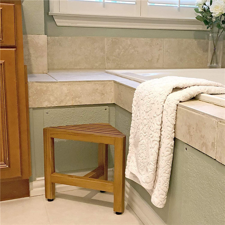 Solid Teak Shower/Bath/Spa Corner Foot Stool