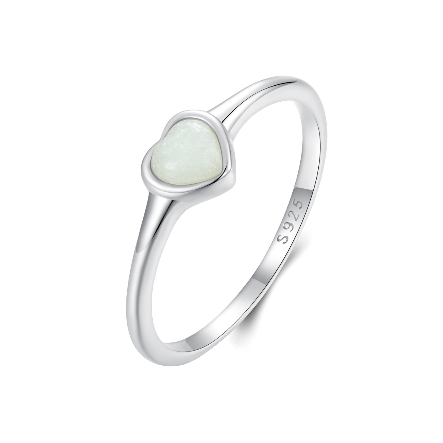 S925 Sterling Silver Simple Versatile Jewelry Noctilucent Love Ring