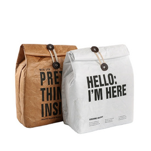 High quality brown durable waterproof coated Dupont paper thermal bag insulated lunch cooler tyvek bag for food with custom logo