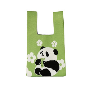 New Design Japanese Handbags Soft Women Tote Bag Cute Animal Fruit Tote Bag Mini Girl Purse Knitted Wrist Tote Bag