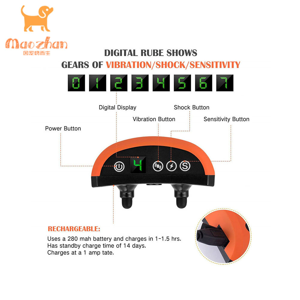 New Version Adjustable Sound+Vibration+Shock with USB Rechargeable Battery Humane Dog Barking Collar