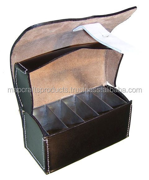 Handmade Logo Printed Customized Requirement Logo Box Packaging Black Leather Cartridge Box