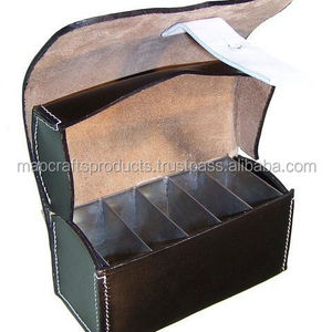 Handmade Logo Printed Customized Requirement Logo Box Packaging Black Leather Cartridge Box