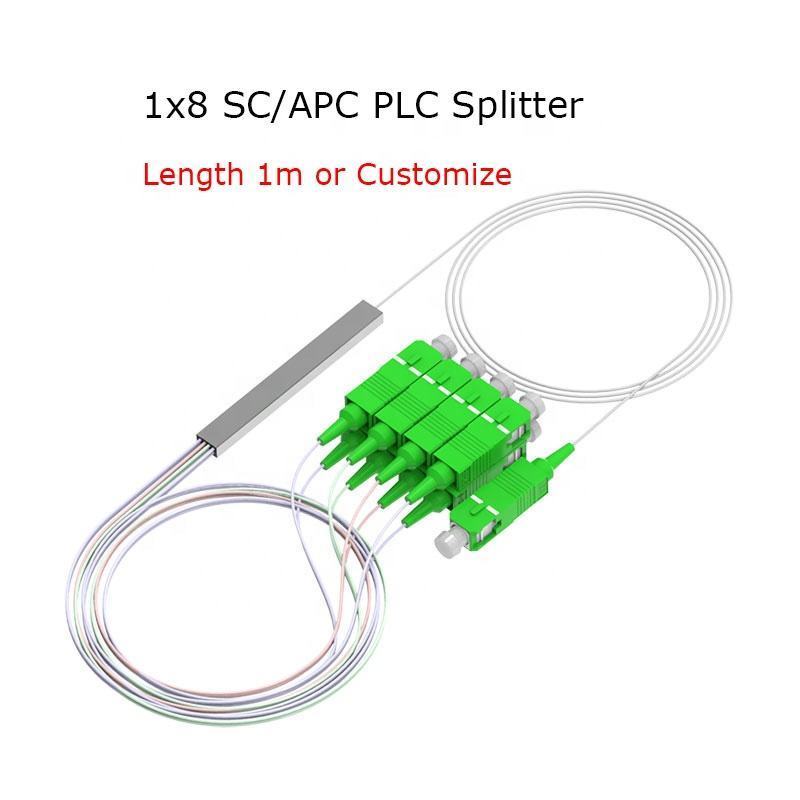 FTTH Optical PLC Splitter 1x8 SC APC Steel Tube Bare Micro Mini Type Optic Single Mode Fiber PLC Splitter