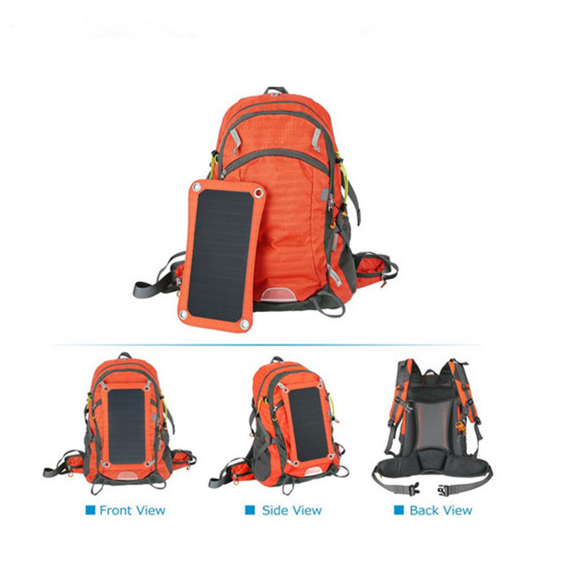 Wholesale external frame outdoor solar power backpack with removable 7W sunpower solar panel