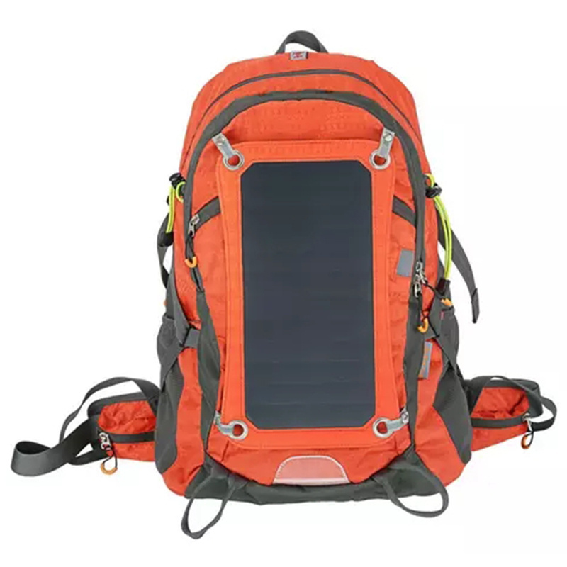 Wholesale external frame outdoor solar power backpack with removable 7W sunpower solar panel