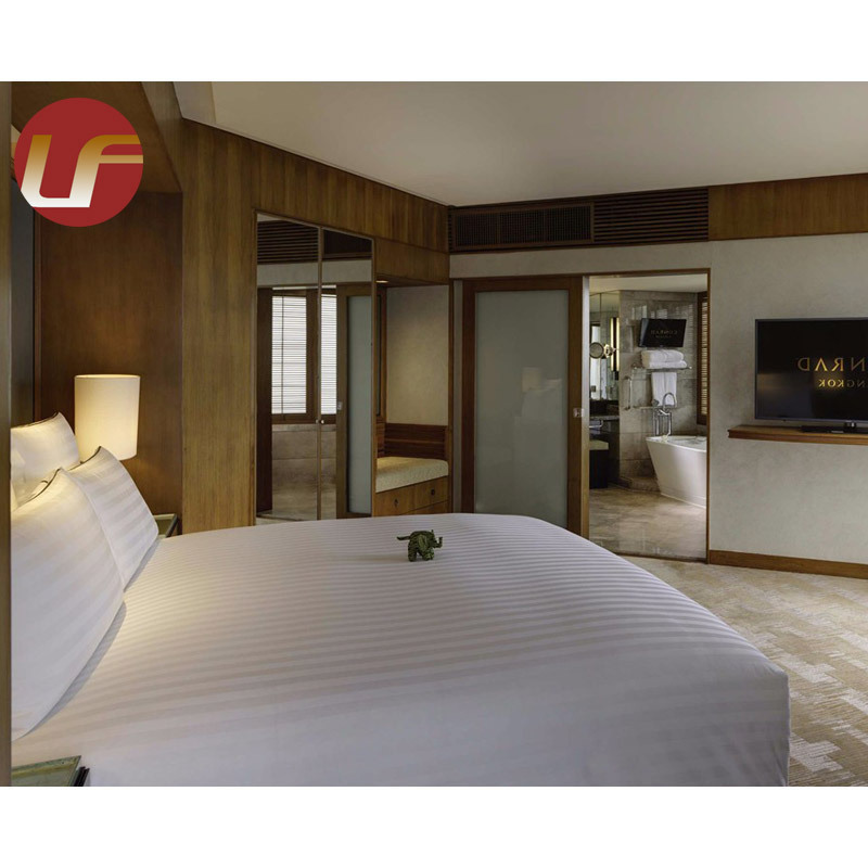 Thailand Modern Style Solid Wood Hotel Bedroom Furniture Fabric Luxury Hotel Bed Design