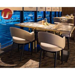 Luxury modern cafe velvet booth seating fast food restaurant tables and chairs set