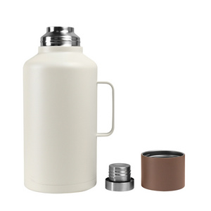 2L Large Capacity Growler Beer Unique Sports Traveling Hot Cold Double Wall Insulated Stainless Steel Water Bottle Pot  With Cup