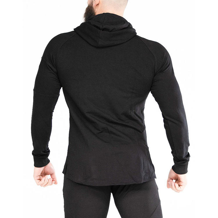 Scoop bottoms men zipper hoodies side split hoodies with hidden sleeve pockets