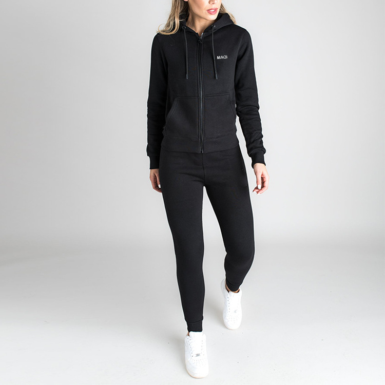 Wholesale custom logo fitness 2 piece tracksuits no brand blank grey women velour tracksuit set