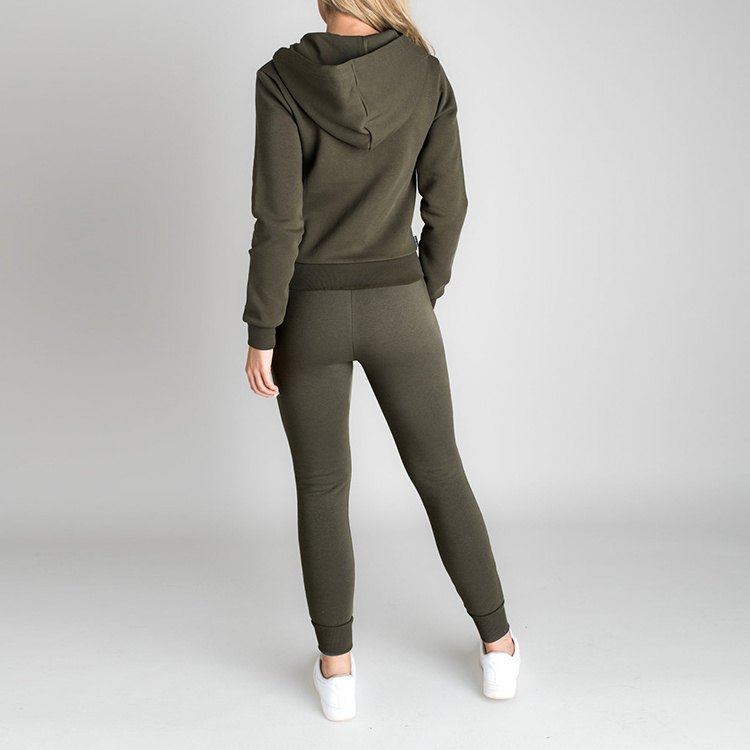 Wholesale custom logo fitness 2 piece tracksuits no brand blank grey women velour tracksuit set