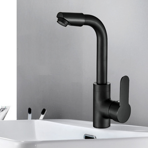 Wash basin faucet cold and hot black domestic toilet double ball pull rotating faucet