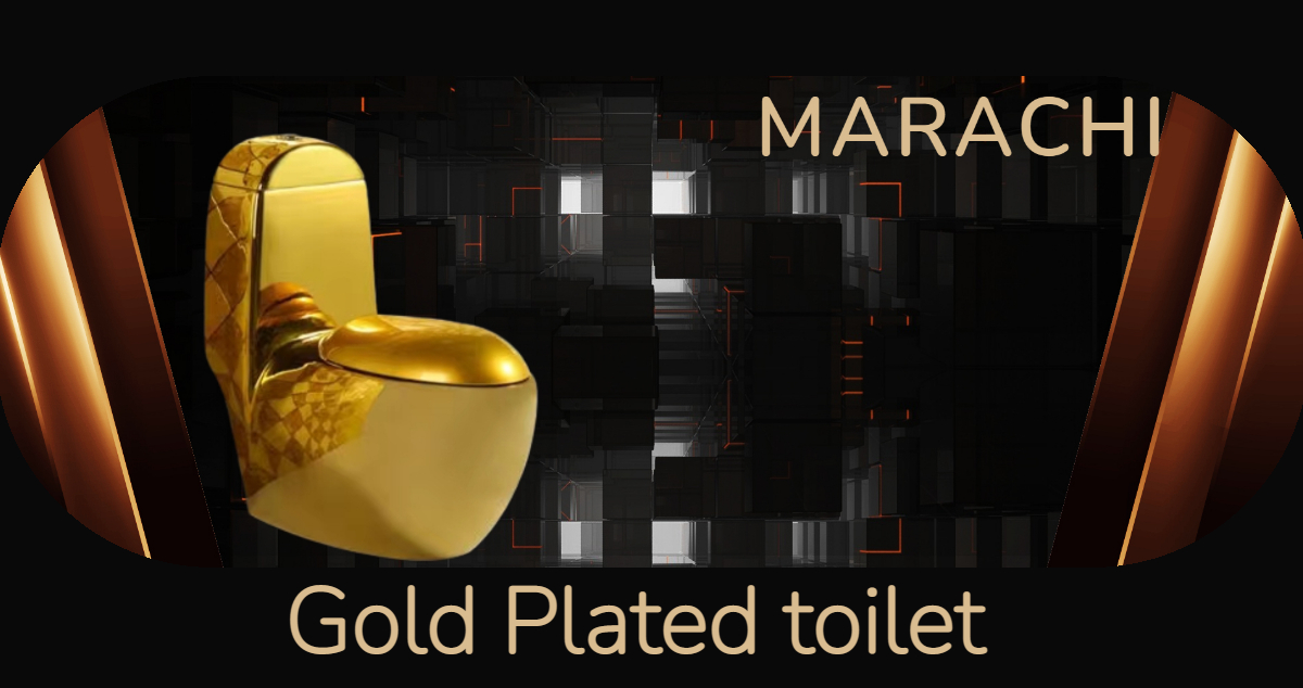 MARACHI Luxury bathroom golden wc commode toilet bowl ceramic sanitary ware one piece diamond shape gold plated toilet