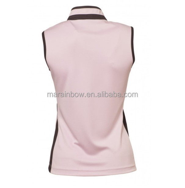 OEM 100% Polyester Quick Dry Pique mesh Ladies sleeveless mock neck quarter 1/4 zip Golf equestrian horse riding Polo Shirts