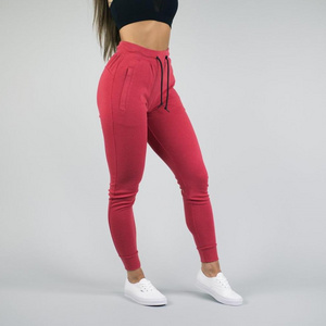 custom cotton elastic track pants for gym tapered joggers women red slim fit jogger pants wholesale