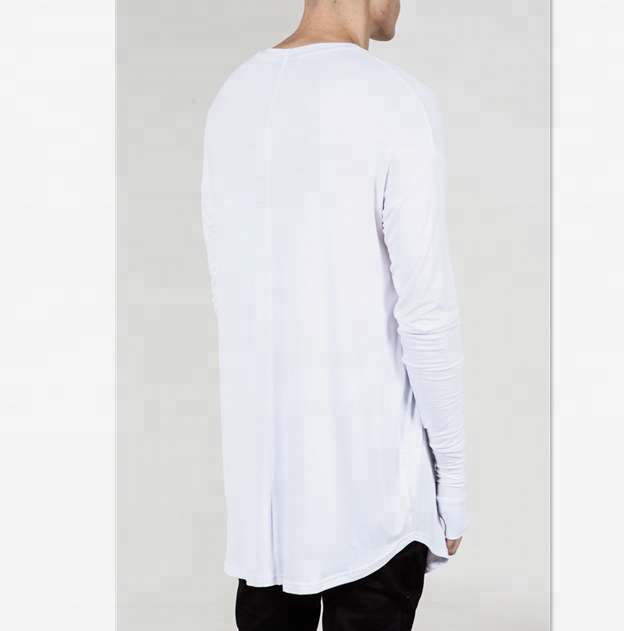 Men 2021 summer new Extended Hip Hop T shirt zip long tail thumbhole t-shirt