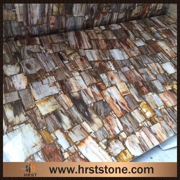 Luxury Fossil Stone Petrified Wood Slabs For Countertops