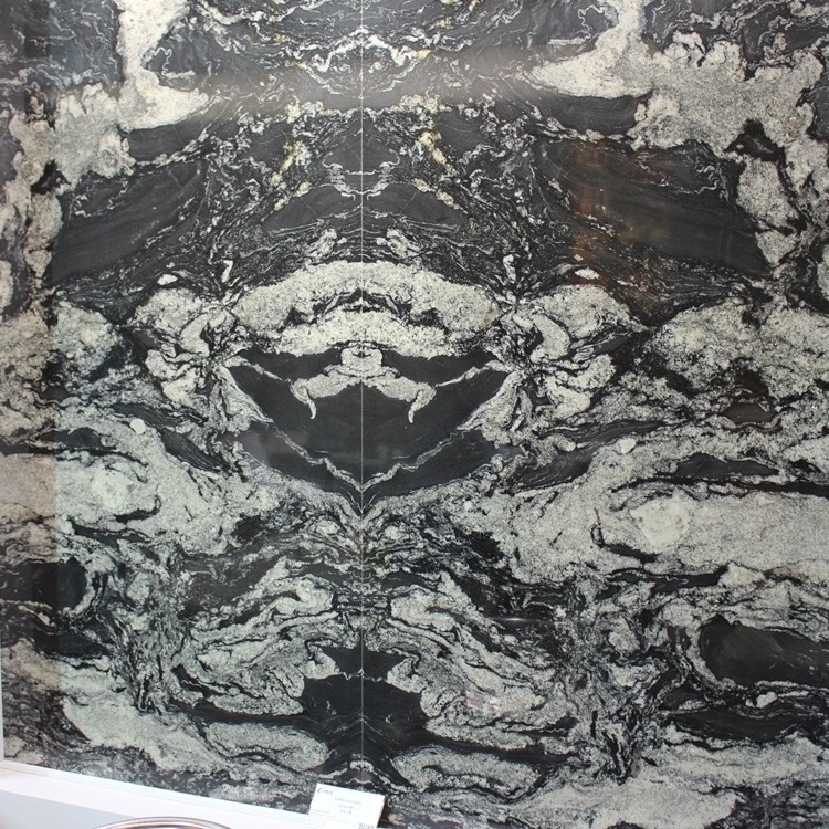 China 20mm Thick Nero Fantasy Granite Slab Black Granite With White Veins