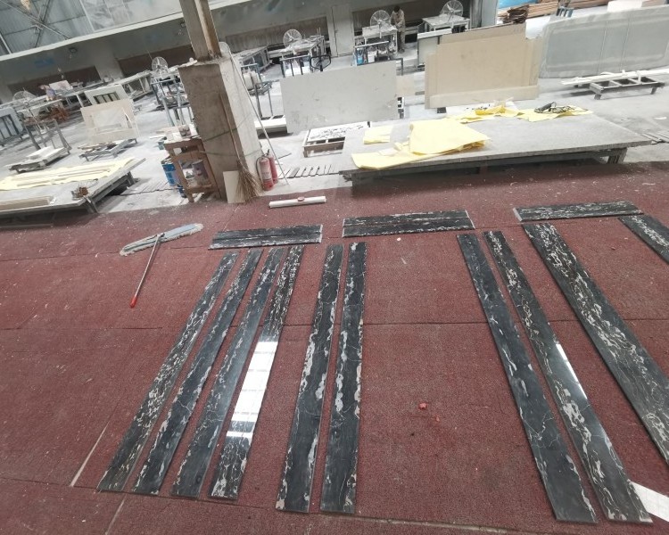 Italy Natural Polished Stone Nero Black Portoro Marble With Gold Veins Tiles For Flooring Used