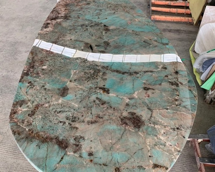 Natural Green Stone Marble Amazon Green Quartzite Slabs For Round Dinning Table Top