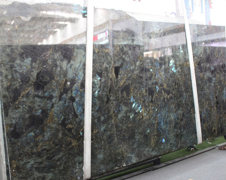 Madagascar Large Labradorite Blue Green Granite Slab For Top Desks