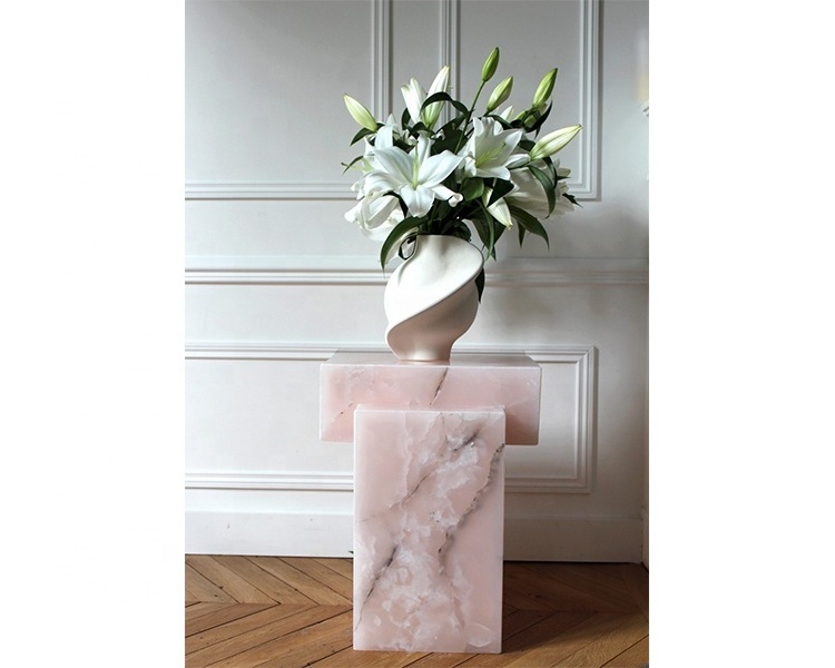 Decorate Stone Vase Nature Pink Onyx Stone Vase Room Decoration Design Tables Pink Onyx Stone Vase