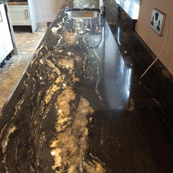 Brazilian Cosmic Black Granite Kitchen Countertop