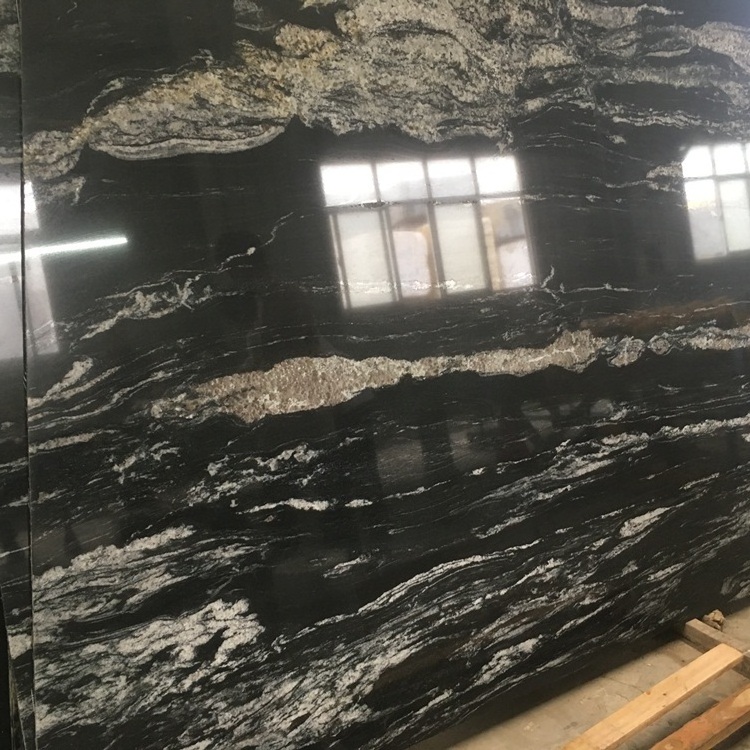 China 20mm Thick Nero Fantasy Granite Slab Black Granite With White Veins