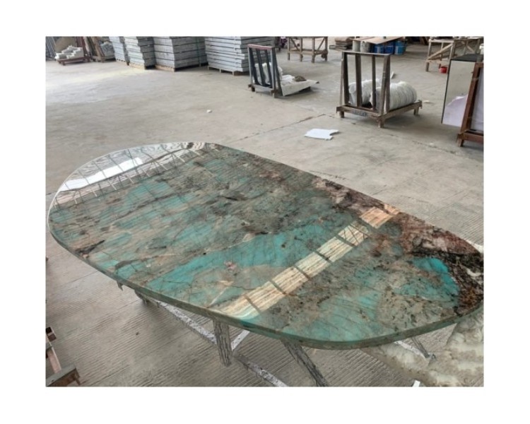 Natural Green Stone Marble Amazon Green Quartzite Slabs For Round Dinning Table Top