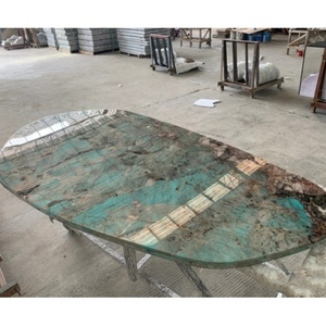 Natural Green Stone Marble Amazon Green Quartzite Slabs For Round Dinning Table Top