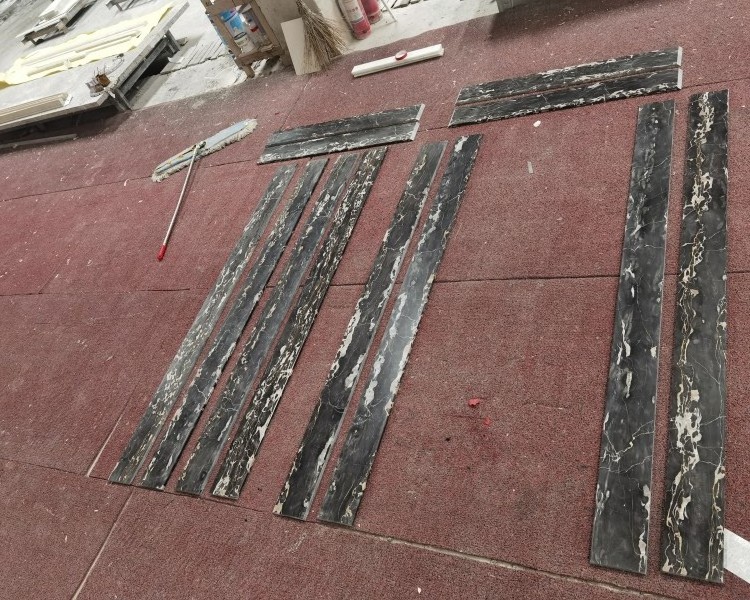 Italy Natural Polished Stone Nero Black Portoro Marble With Gold Veins Tiles For Flooring Used