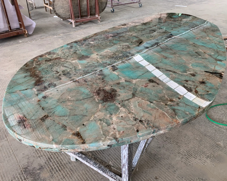 Natural Green Stone Marble Amazon Green Quartzite Slabs For Round Dinning Table Top