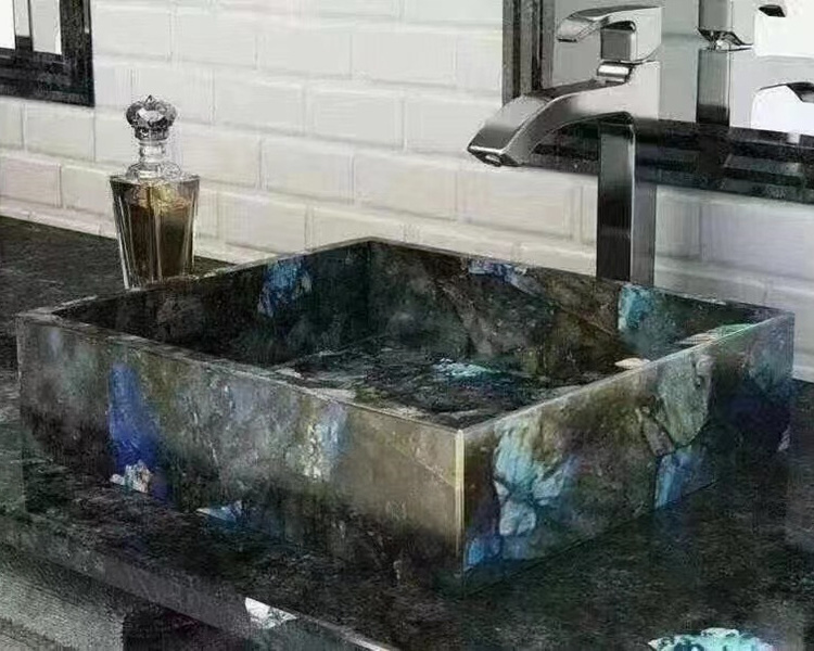 Labradorit Granit Labradorite Lemurian Blue Granite Whole Sink Vanity Top And Backsplash Labradorite Granite