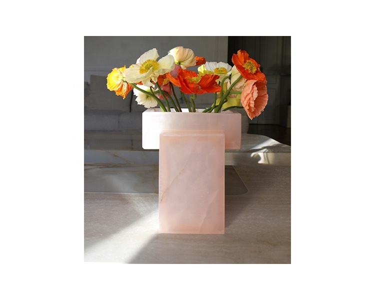 Decorate Stone Vase Nature Pink Onyx Stone Vase Room Decoration Design Tables Pink Onyx Stone Vase