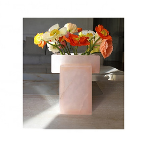 Decorate Stone Vase Nature Pink Onyx Stone Vase Room Decoration Design Tables Pink Onyx Stone Vase