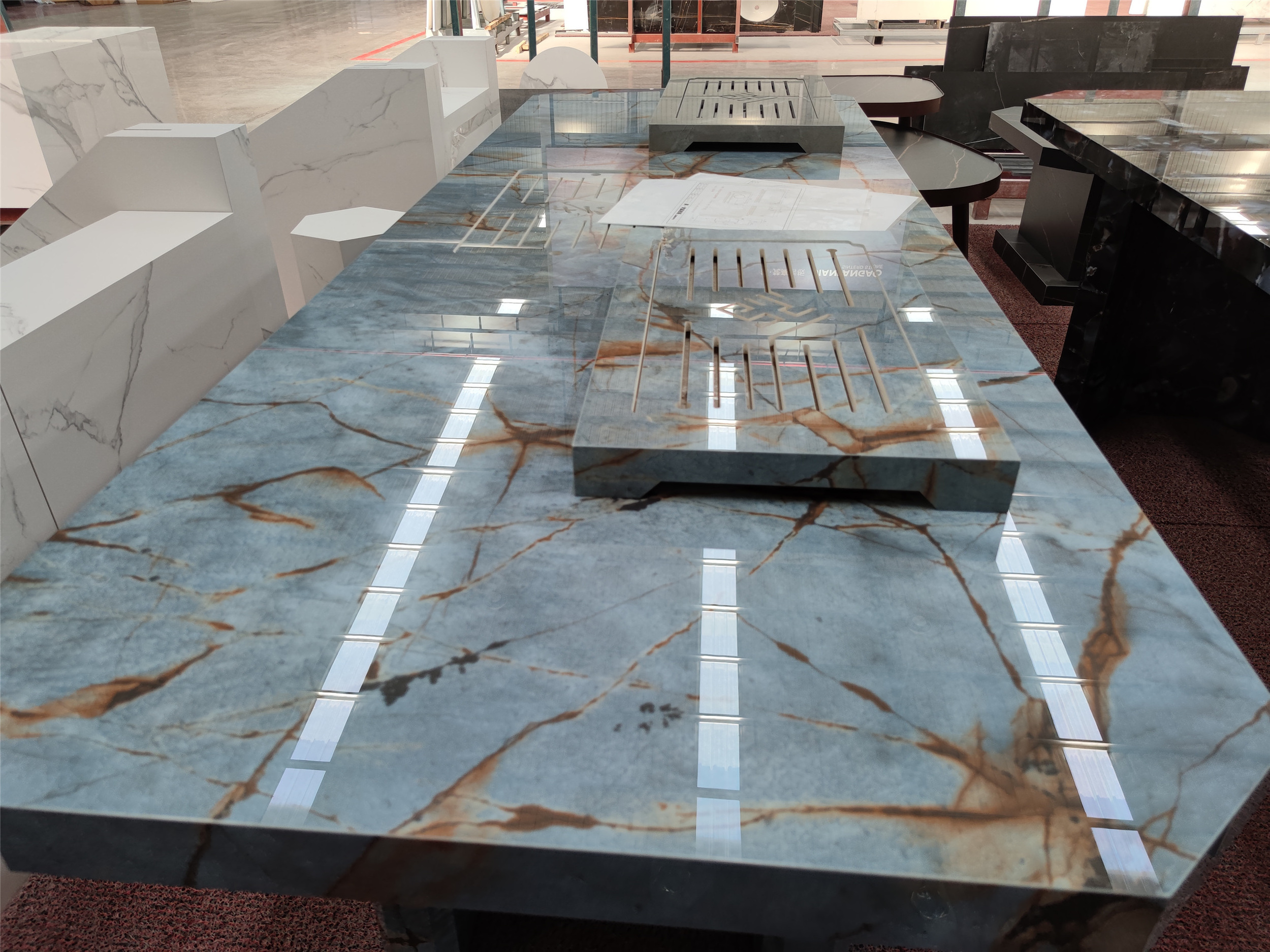 China wholesale marble look porcelain tile slab for countertop floor wall