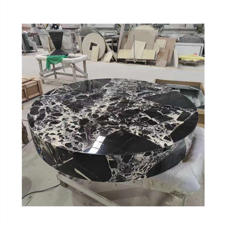 luxury unique stone Napoleon black marble stone slab for round table