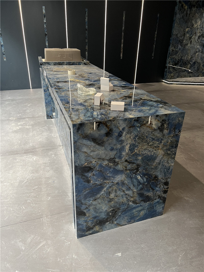 polished blue gem countertop sintered stone porcelain slab marble surface