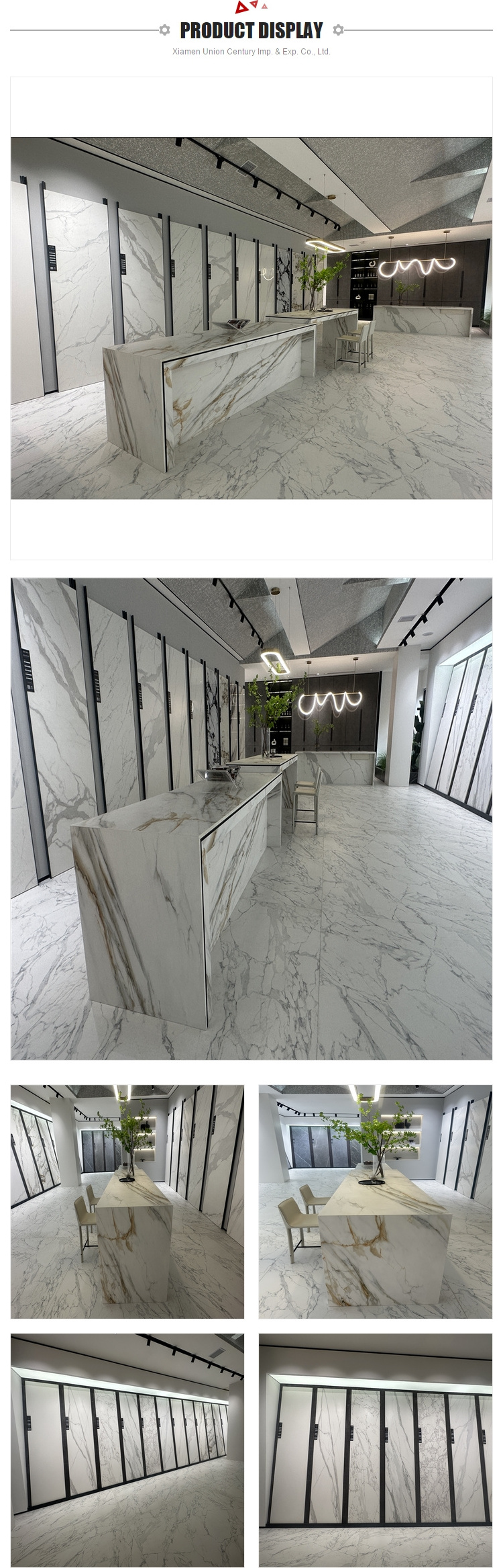 luxury large format white marble look porcelain countertop slabs floor slabs