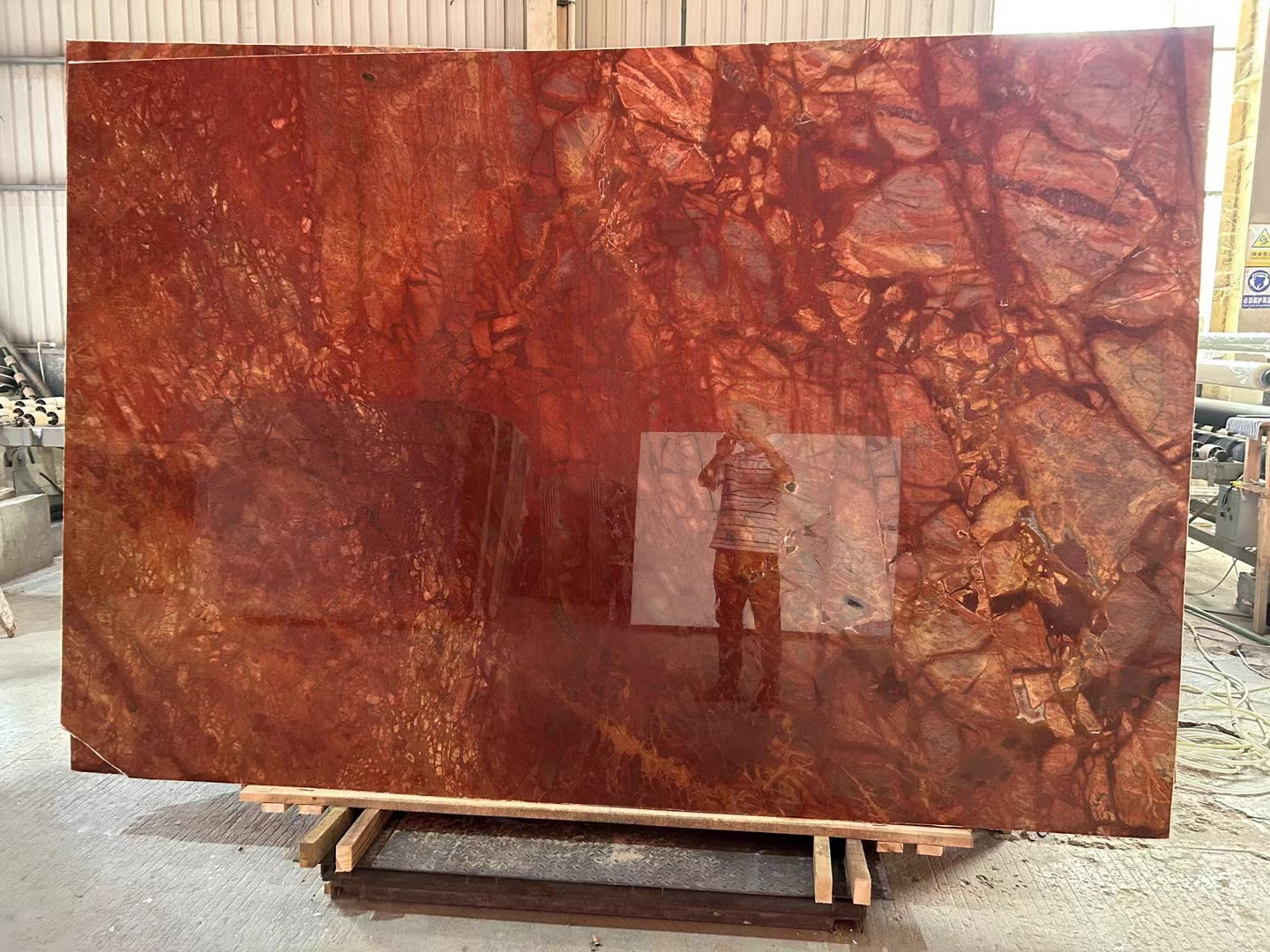 Natural ruby red marble slab for kitchen countertop